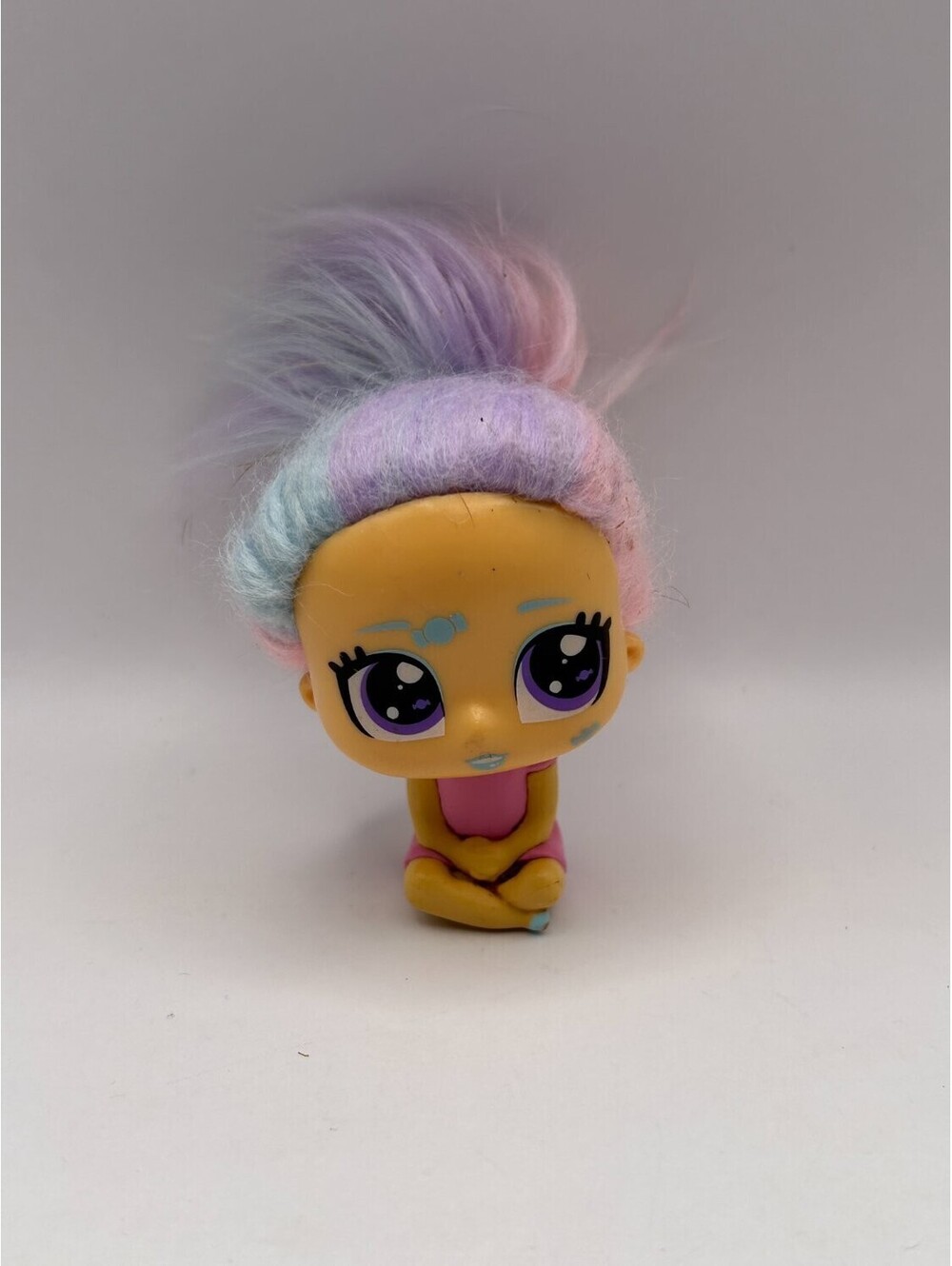 Headstart Hairdooz 6cm Mini Doll Figure Purple Hair Yellow Outfit